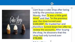 How to apply misrepresentation Liam cupcake scenario [upl. by Lalita]