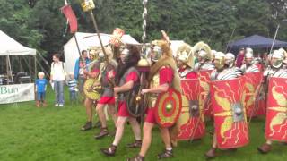 Roman Reenactment at the Amphitheatre in Caerleon Marching In [upl. by Nnawtna324]