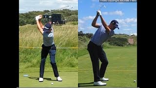 Justin Thomas golf swing  Long Iron faceon amp downtheline July 2017 [upl. by Merna]