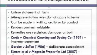 Misrepresentation Lecture 1 of 4 [upl. by Lehrer]